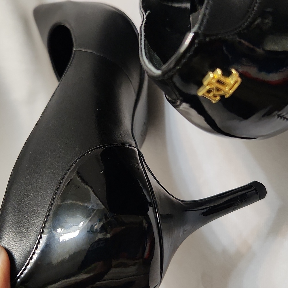 Ralph Lauren Livie Black Leather Pumps (W Size 7.5) - Picture 9 of 16